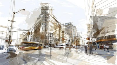 Esboço Artístico de Nova York - Ilustração Urbana e Arquitetura Moderna