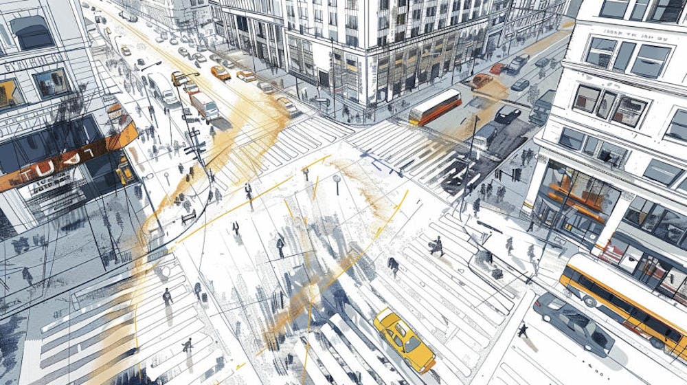Esboço Artístico de Nova York - Ilustração Urbana e Arquitetura Moderna