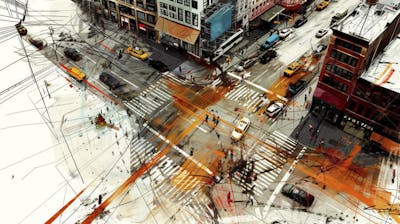 Esboço Artístico de Nova York - Ilustração Urbana e Arquitetura Moderna