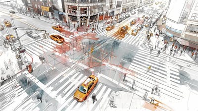 Esboço Artístico de Nova York - Ilustração Urbana e Arquitetura Moderna