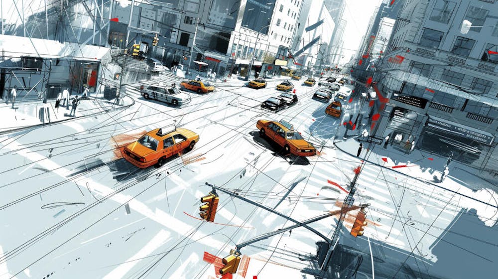 Esboço Artístico de Nova York - Ilustração Urbana e Arquitetura Moderna