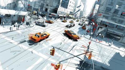 Esboço Artístico de Nova York - Ilustração Urbana e Arquitetura Moderna