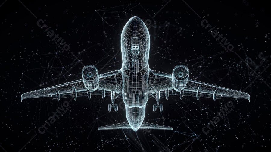 Avião digital em estrutura de linhas