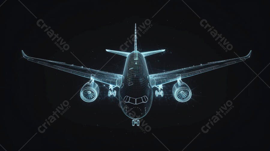 Avião em modelo digital azul claro