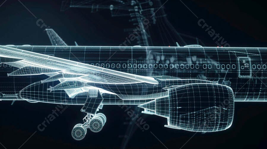 Modelo 3D Avião estrutura metálica