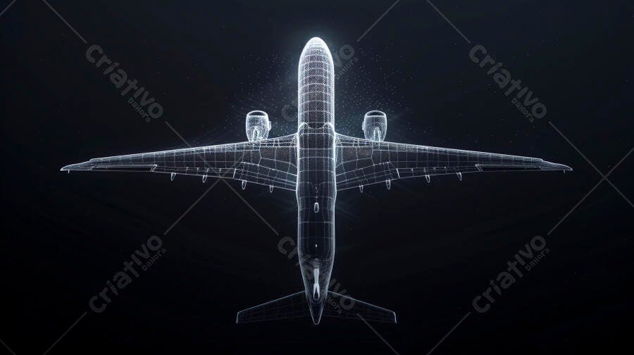 Avião estrutura metálica fundo escuro