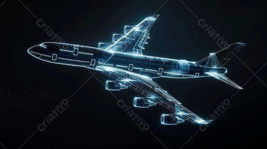 Avião digital em voo noturno