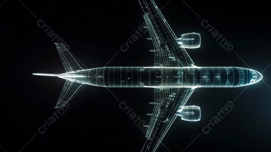 Avião digital em fundo escuro