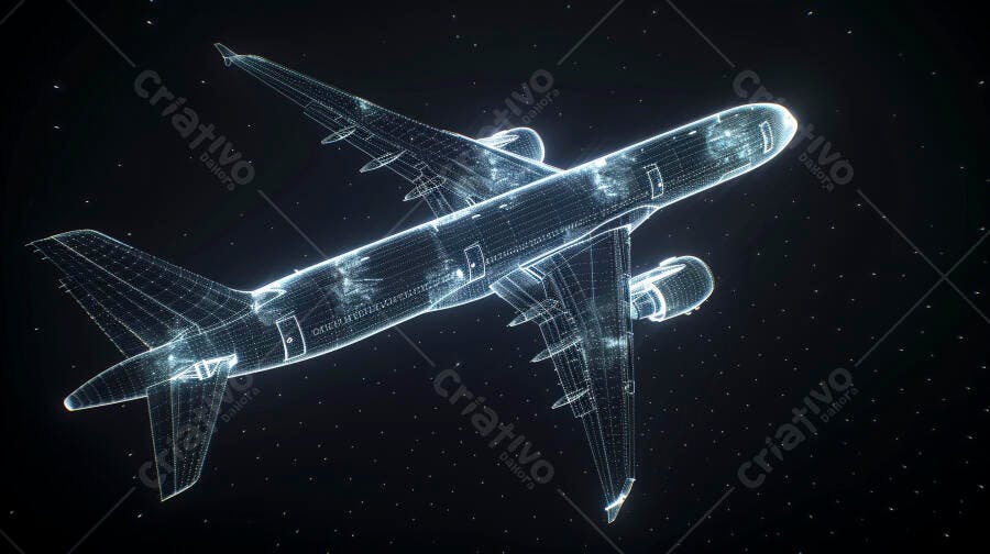 Avião digital em voo noturno