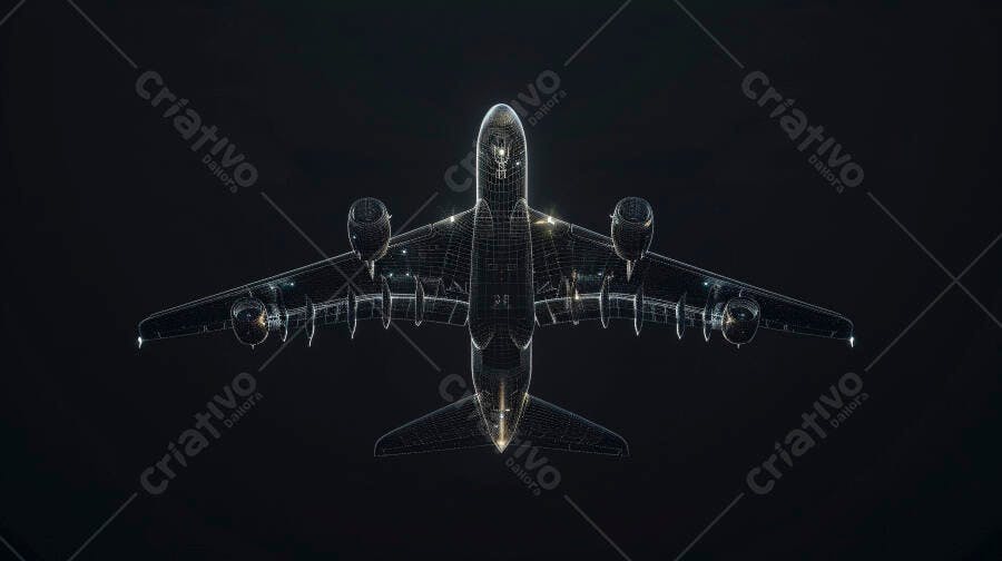Avião visão superior estrutura metálica