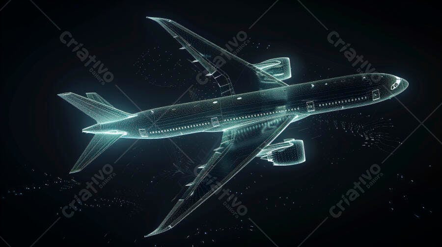 Avião digital em voo noturno