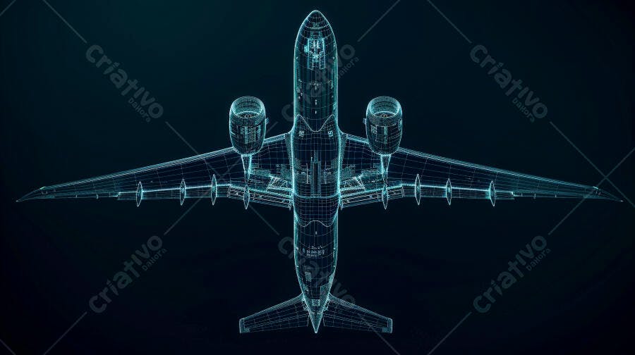 Avião modelo digital azul turquesa