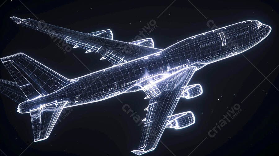 Avião digital em fundo escuro