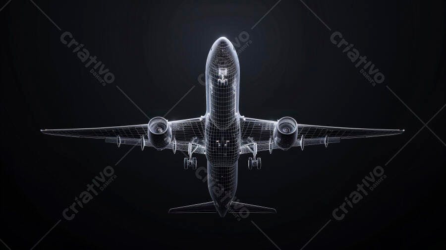 Avião estrutura metálica fundo preto