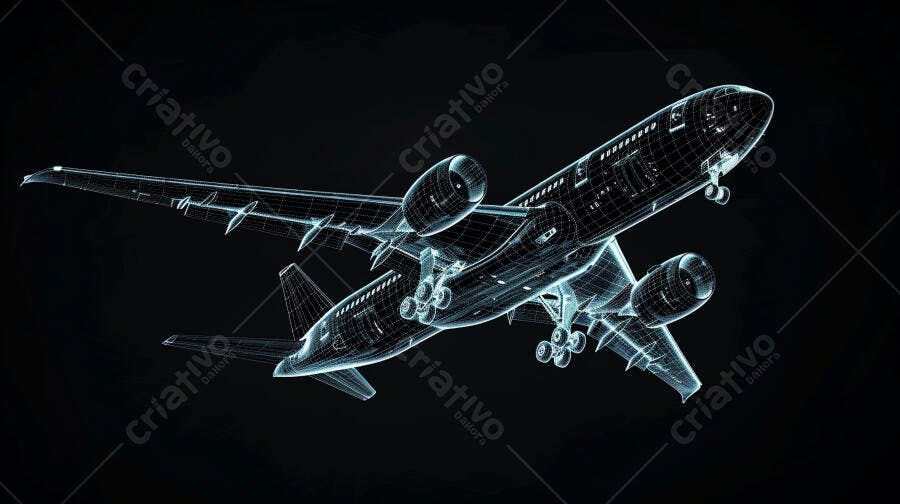 Avião em modelo 3D azul claro