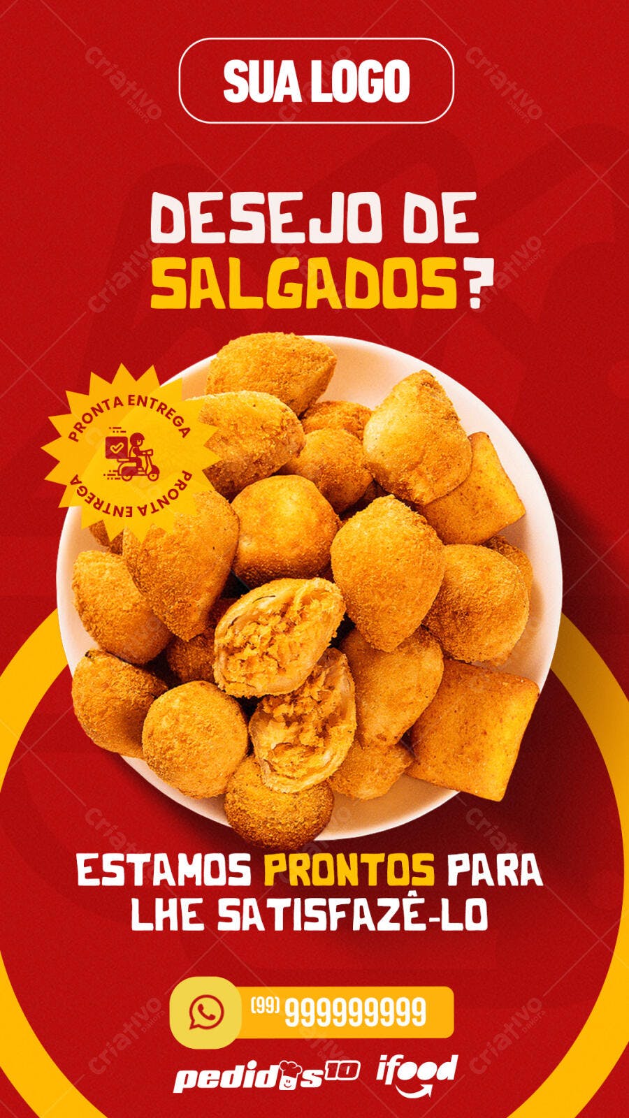 Flyer para Delivery de Salgados PSD Editável