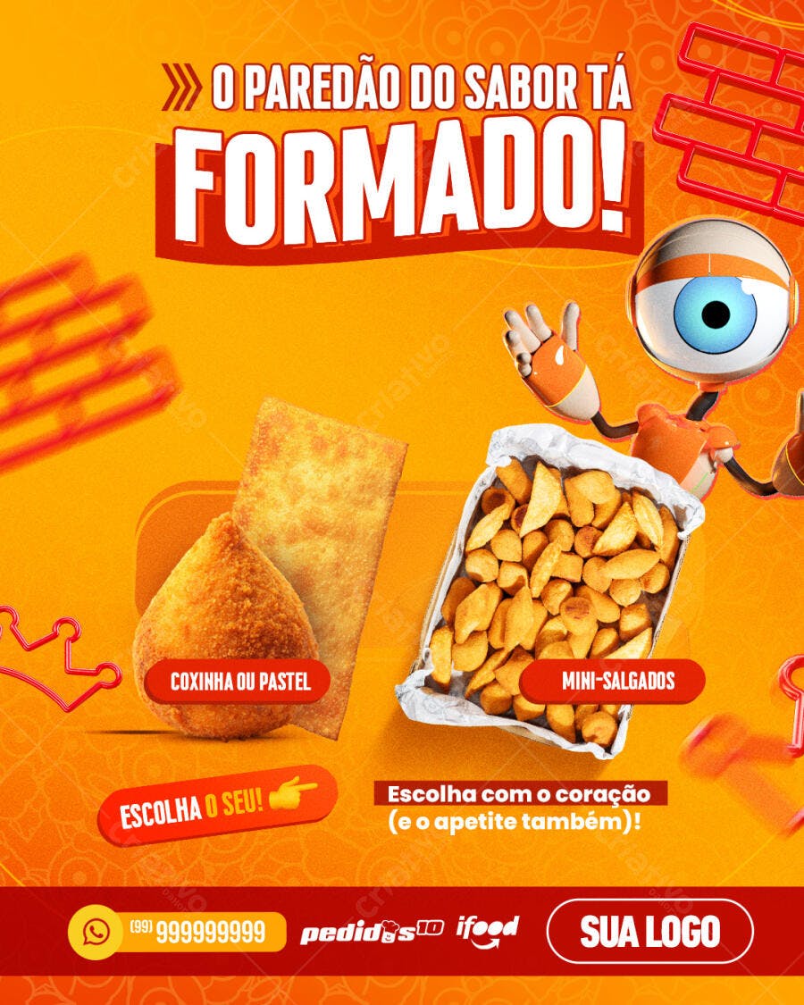 Flyer para Delivery de Salgados PSD Editável
