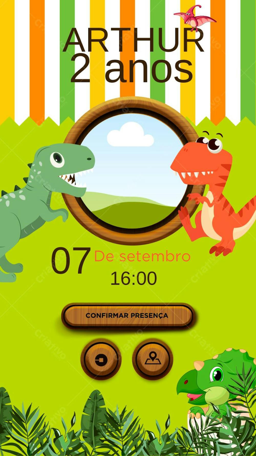 Convite infantil dinossauro 