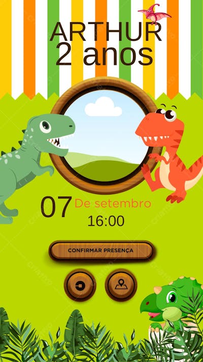 Convite infantil dinossauro 