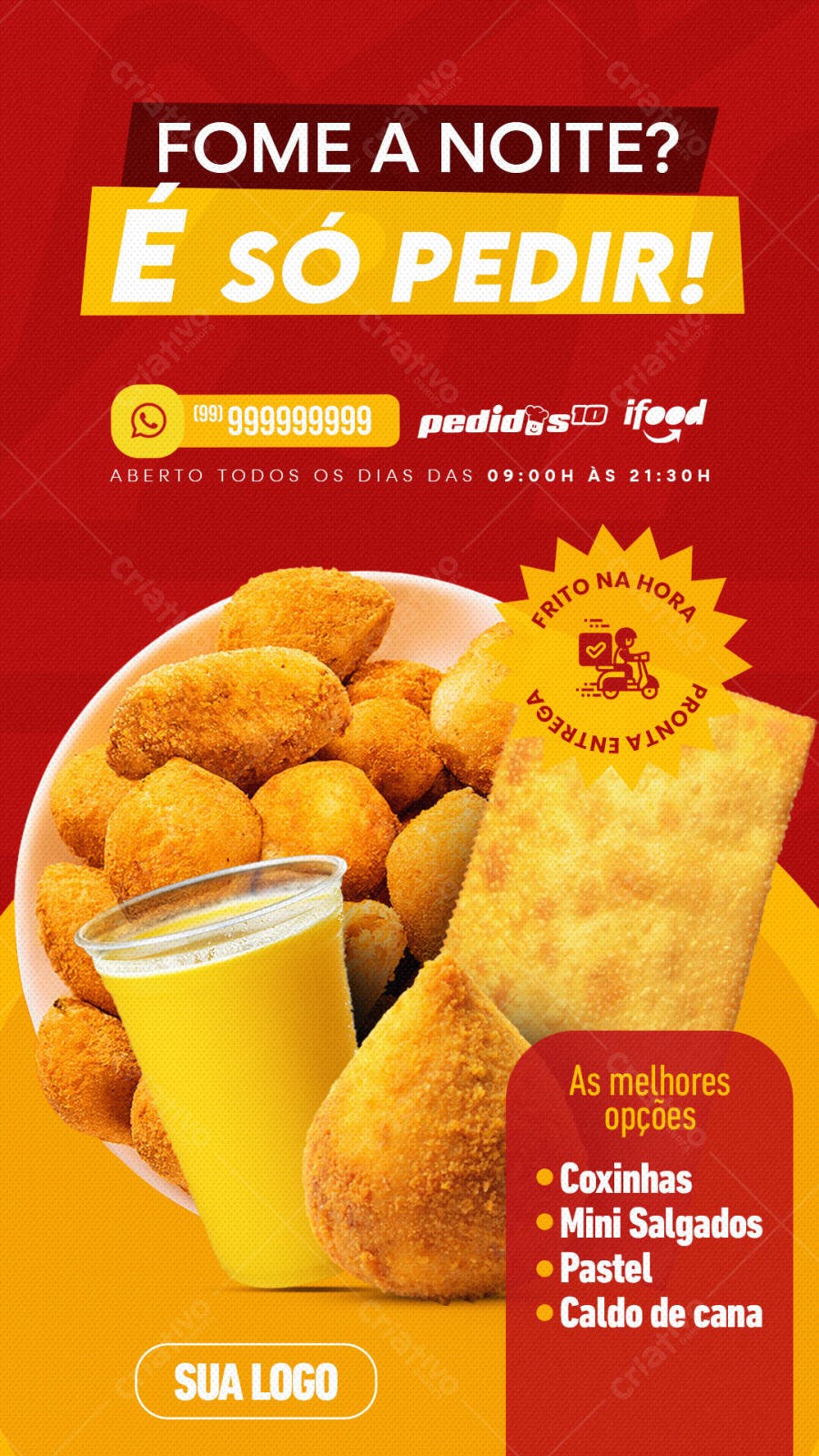 Flyer para Delivery de Salgados PSD Editável