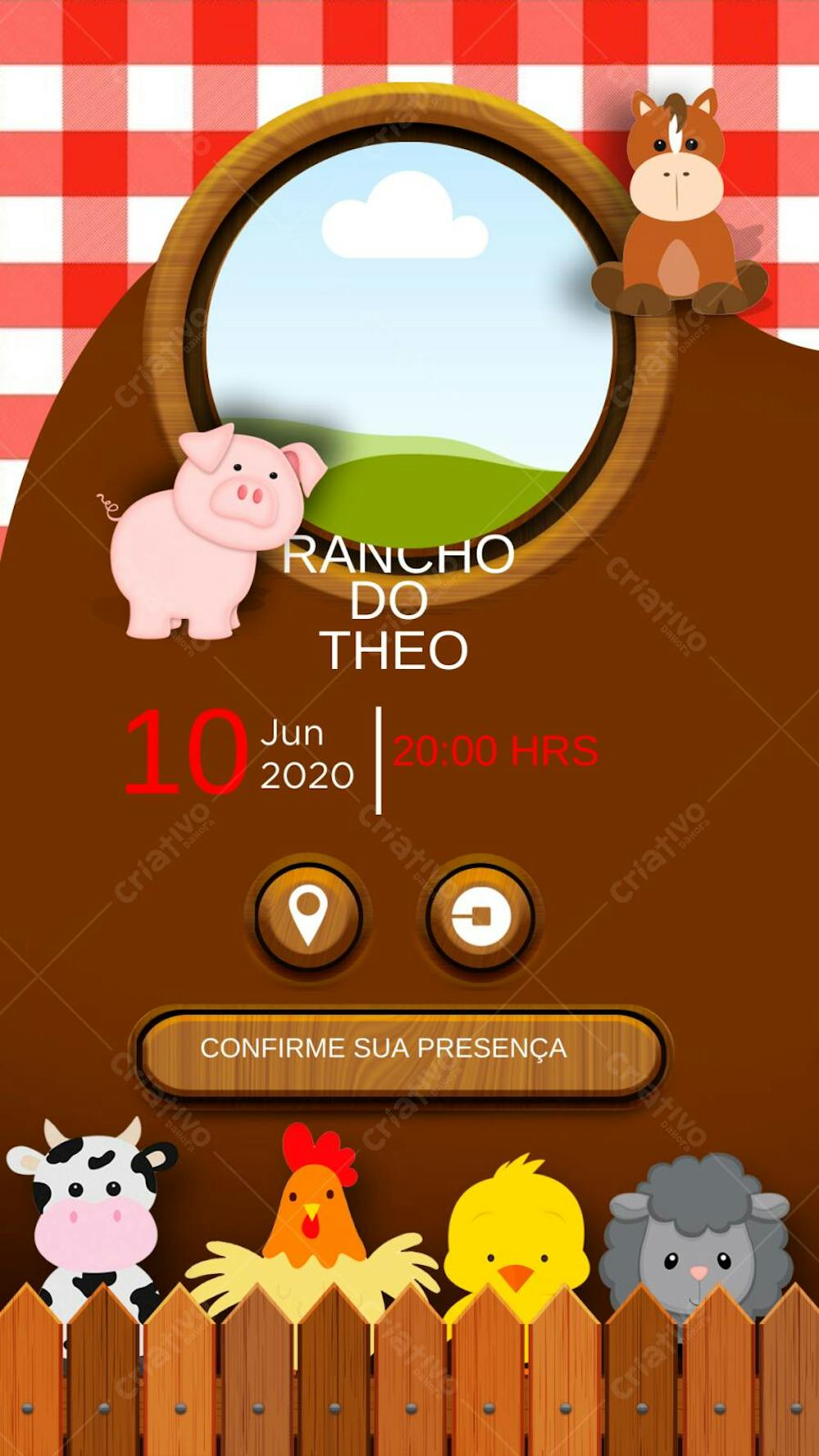 Convite infantil fazendinha 