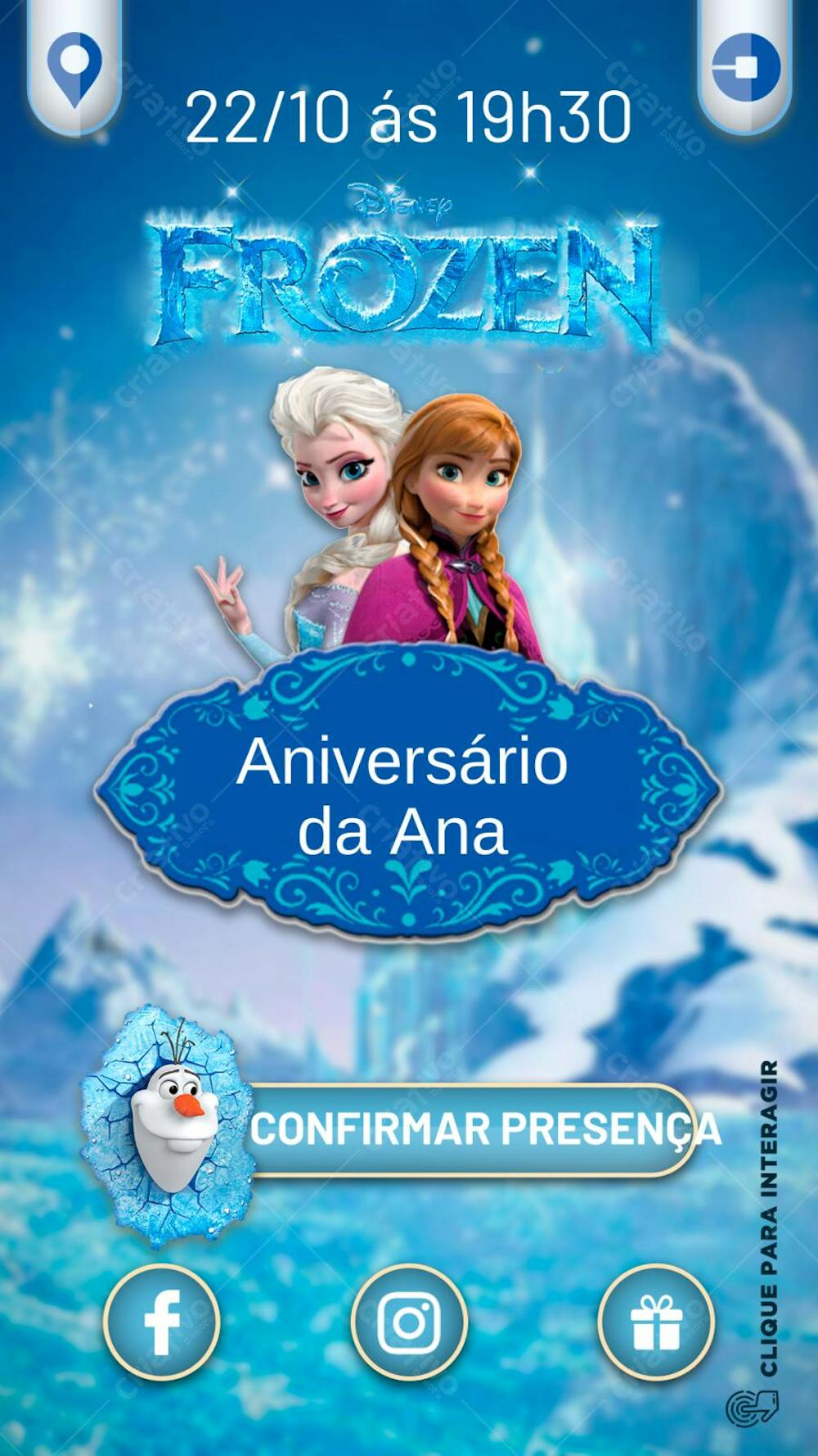 Convite infantil Frozen 