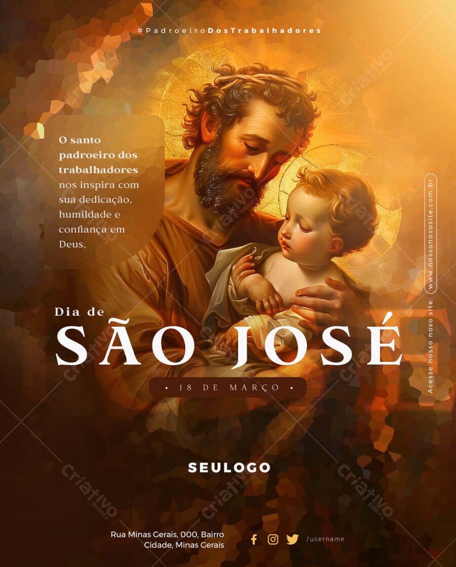 Flyer Dia de São José 18 de Março PSD Editável