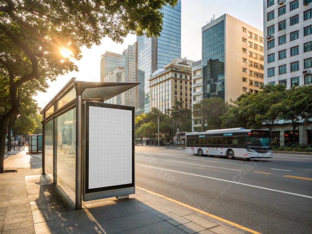Ponto de ônibus PSD editável Mockup