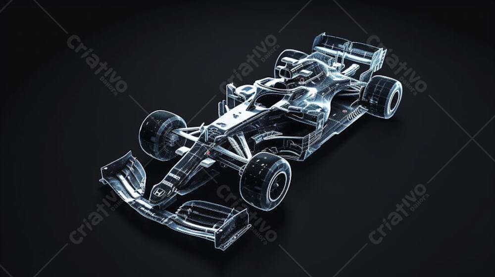 Carro de Fórmula 1 em Wireframe 3D - Tecnologia e Aerodinâmica no Automobilismo
