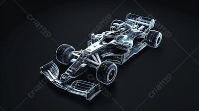 Carro de Fórmula 1 em Wireframe 3D - Tecnologia e Aerodinâmica no Automobilismo