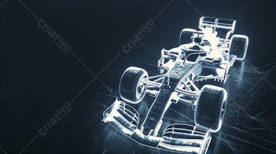 Carro de Fórmula 1 em Wireframe 3D - Tecnologia e Aerodinâmica no Automobilismo