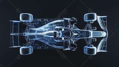 Carro de Fórmula 1 em Wireframe 3D - Tecnologia e Aerodinâmica no Automobilismo