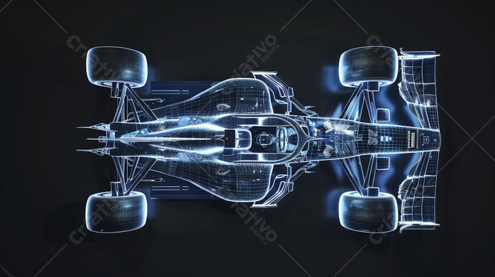 Carro de Fórmula 1 em Wireframe 3D - Tecnologia e Aerodinâmica no Automobilismo