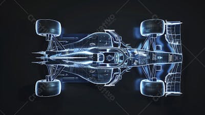 Carro de Fórmula 1 em Wireframe 3D - Tecnologia e Aerodinâmica no Automobilismo