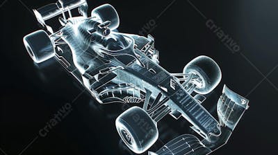 Carro de Fórmula 1 em Wireframe 3D - Tecnologia e Aerodinâmica no Automobilismo