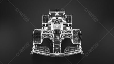 Carro de Fórmula 1 em Wireframe 3D - Tecnologia e Aerodinâmica no Automobilismo