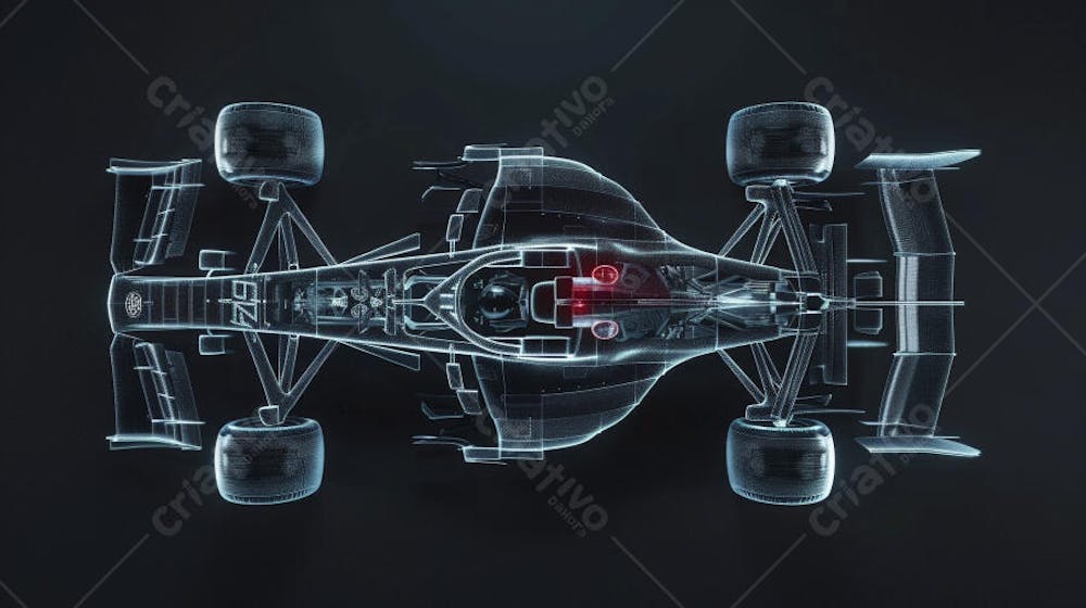 Carro de Fórmula 1 em Wireframe 3D - Tecnologia e Aerodinâmica no Automobilismo