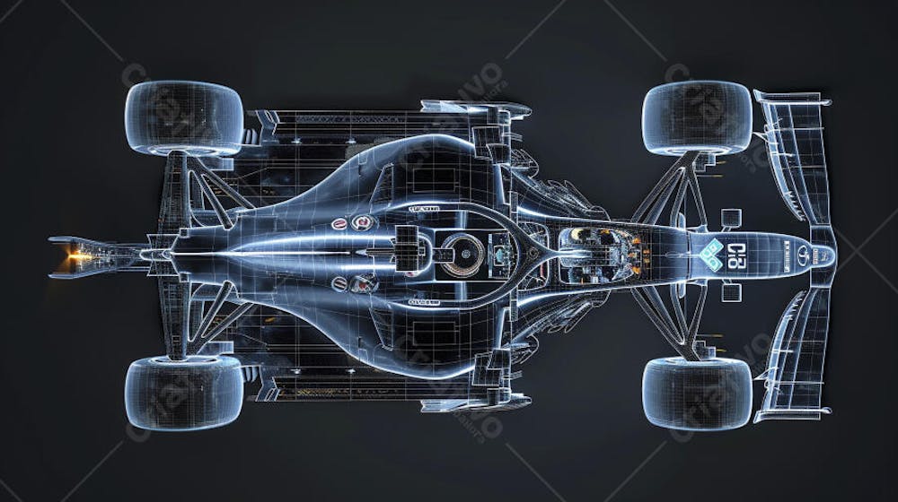 Carro de Fórmula 1 em Wireframe 3D - Tecnologia e Aerodinâmica no Automobilismo