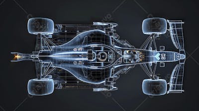 Carro de Fórmula 1 em Wireframe 3D - Tecnologia e Aerodinâmica no Automobilismo