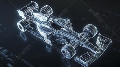 Carro de Fórmula 1 em Wireframe 3D - Tecnologia e Aerodinâmica no Automobilismo