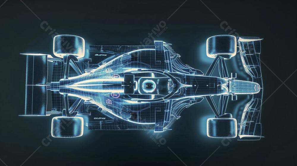 Carro de Fórmula 1 em Wireframe 3D - Tecnologia e Aerodinâmica no Automobilismo
