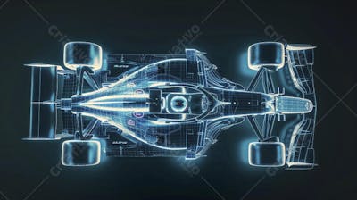Carro de Fórmula 1 em Wireframe 3D - Tecnologia e Aerodinâmica no Automobilismo