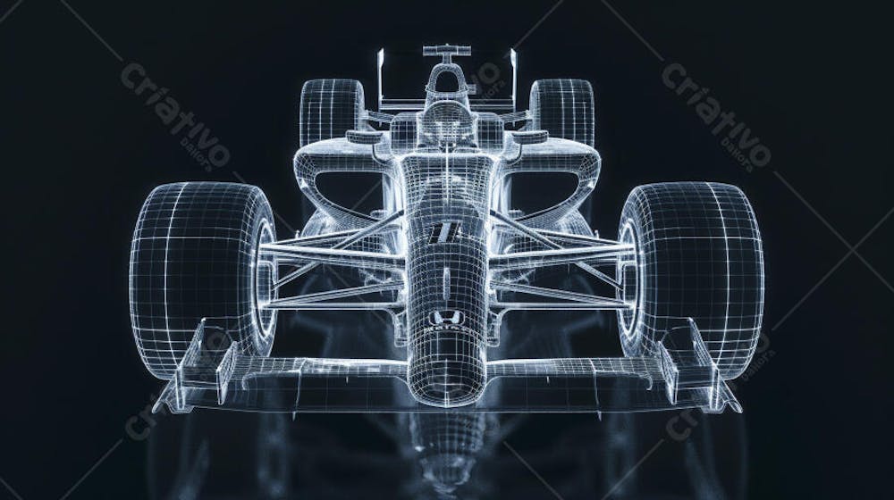 Carro de Fórmula 1 em Wireframe 3D - Tecnologia e Aerodinâmica no Automobilismo