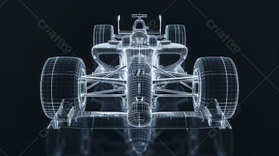 Carro de Fórmula 1 em Wireframe 3D - Tecnologia e Aerodinâmica no Automobilismo