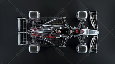 Carro de Fórmula 1 em Wireframe 3D - Tecnologia e Aerodinâmica no Automobilismo