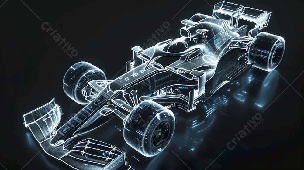 Carro de Fórmula 1 em Wireframe 3D - Tecnologia e Aerodinâmica no Automobilismo