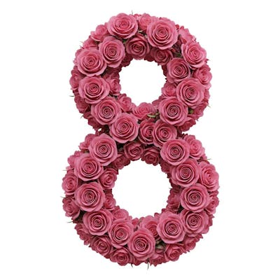 Renderização 3D do número 8 de rosas