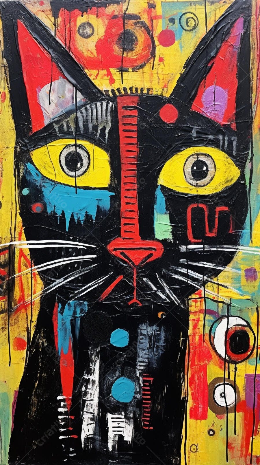 Gato Preto Abstrato Pintura Moderna