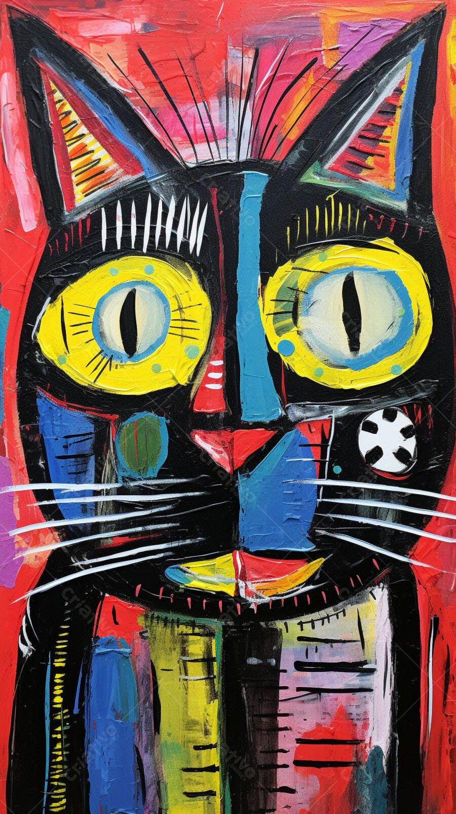 Gato Abstrato em Cores Vibrantes