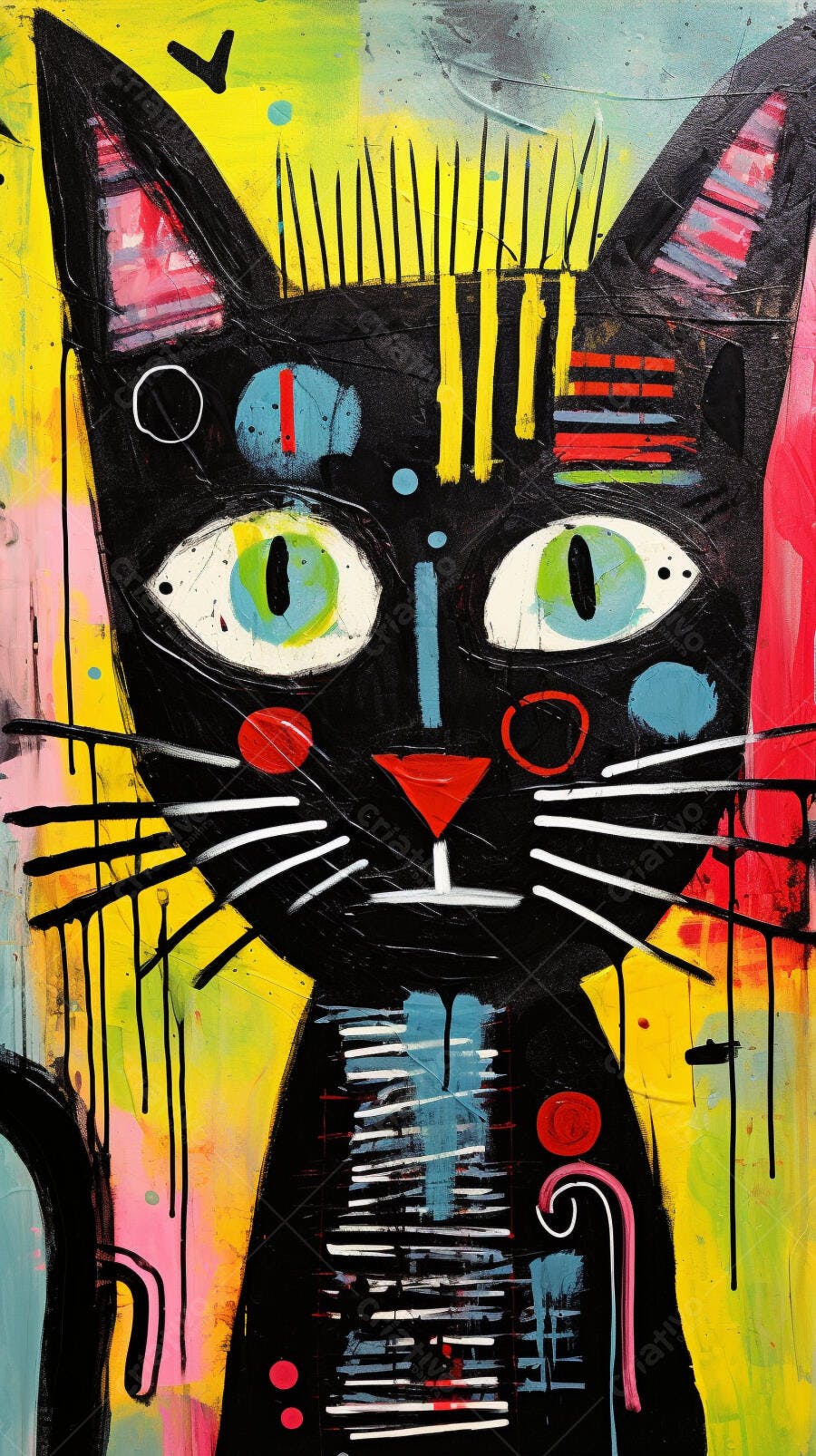 Gato abstrato cores vibrantes arte moderna